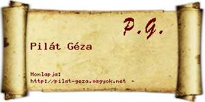 Pilát Géza névjegykártya